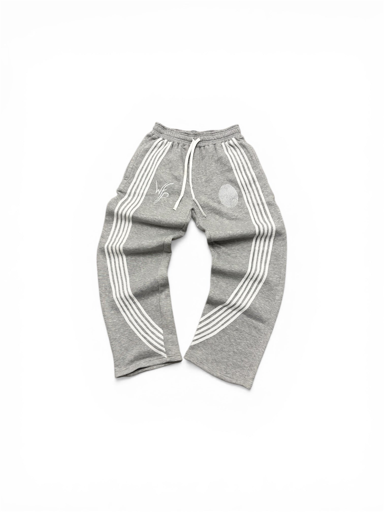 CURVED STRIPED WIDELEG SWEATPANT (GREY)